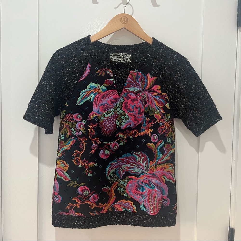 Anthropologie James Coviello Floral Brocade Spliced Sweater